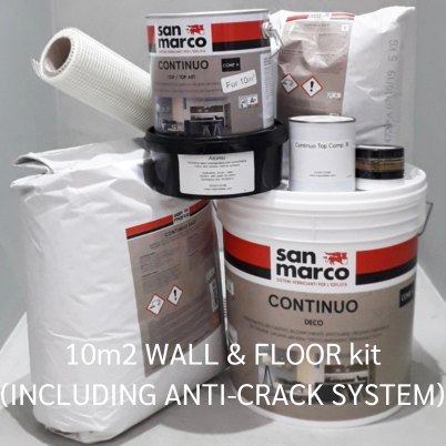 Microcement WALL & FLOOR KIT (including anti-crack system for 10m2) Gloss
