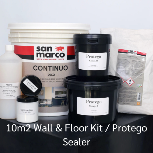 Microcement wall & floor kit (including anti-crack system) for 10m2 with PROTEGO PROTECTOR (gloss)