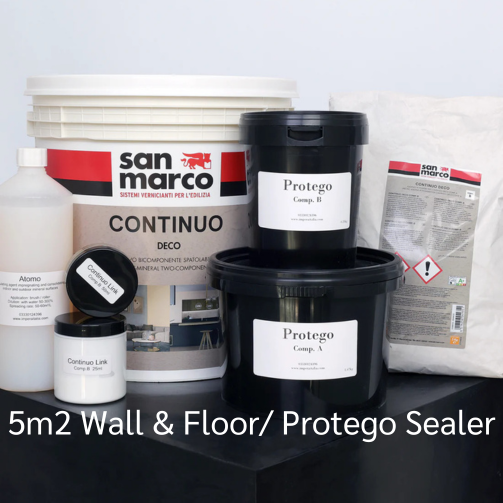 Microcement Wall & floor kit (including anti-crack system) for 5m2 with PROTEGO PROTECTOR gloss